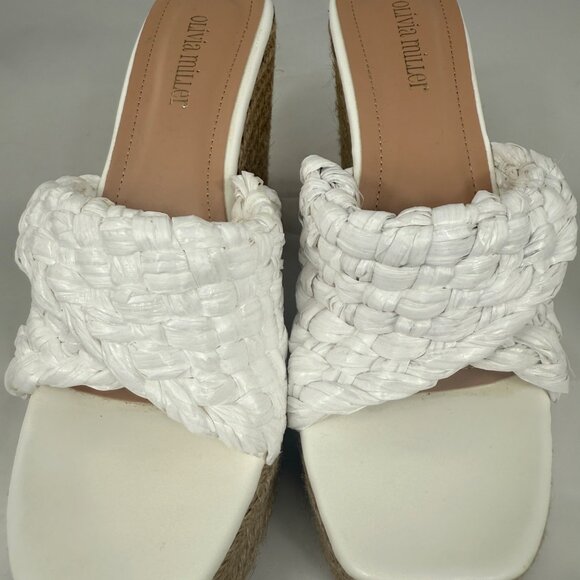 Olivia Miller Womens Woven Platform Wedge Sandals White Size 10 Espadrille Style - Picture 7 of 11